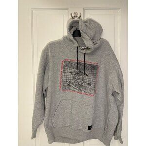 Tony Hawk Gray Hoodie XL Skateboard Skeleton Graphic Unisex Pullover Cotton Blen